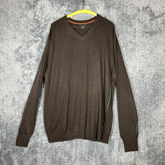 KJUS Sweater Mens 54 XL Brown V-neck Wool Cashmere Blend Soft Preppy Pullover - Picture 1 of 7